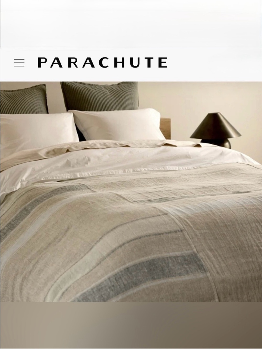 PARACHUTE
Heritage Linen Bed Cover
$349
COLOR NATURAL STRIPE COOL
ONE SIZE NEW